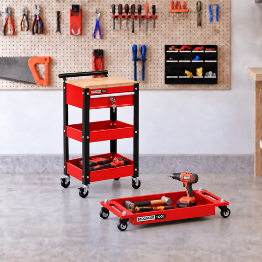 TC3-210 + RT-4030 Secure Workshop Duo – Tool Cart with Lockable Drawer & Rolling Tray