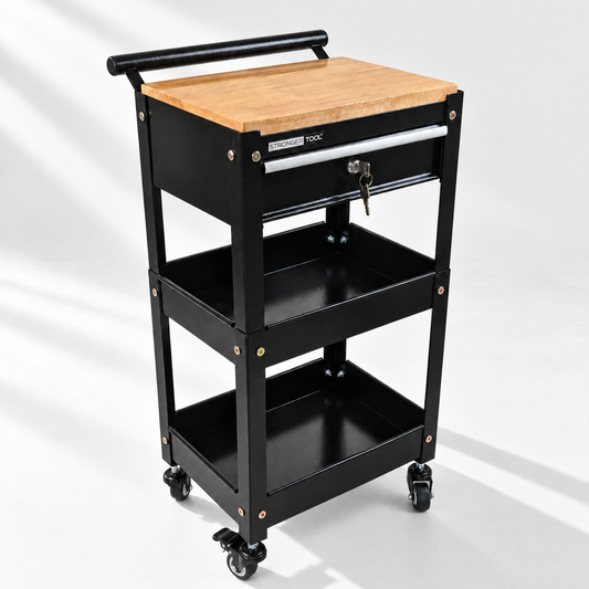 TC3-210 Compact 2-Tier Tool Cart with Lockable Drawer